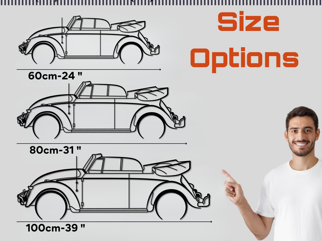 Beetle Cabriolet, Detailed Silhouette Metal Wall Art