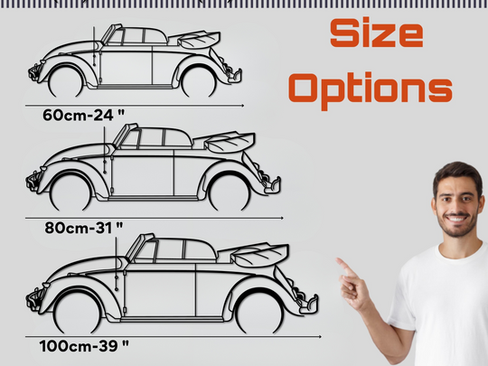Beetle Cabriolet, Detailed Silhouette Metal Wall Art
