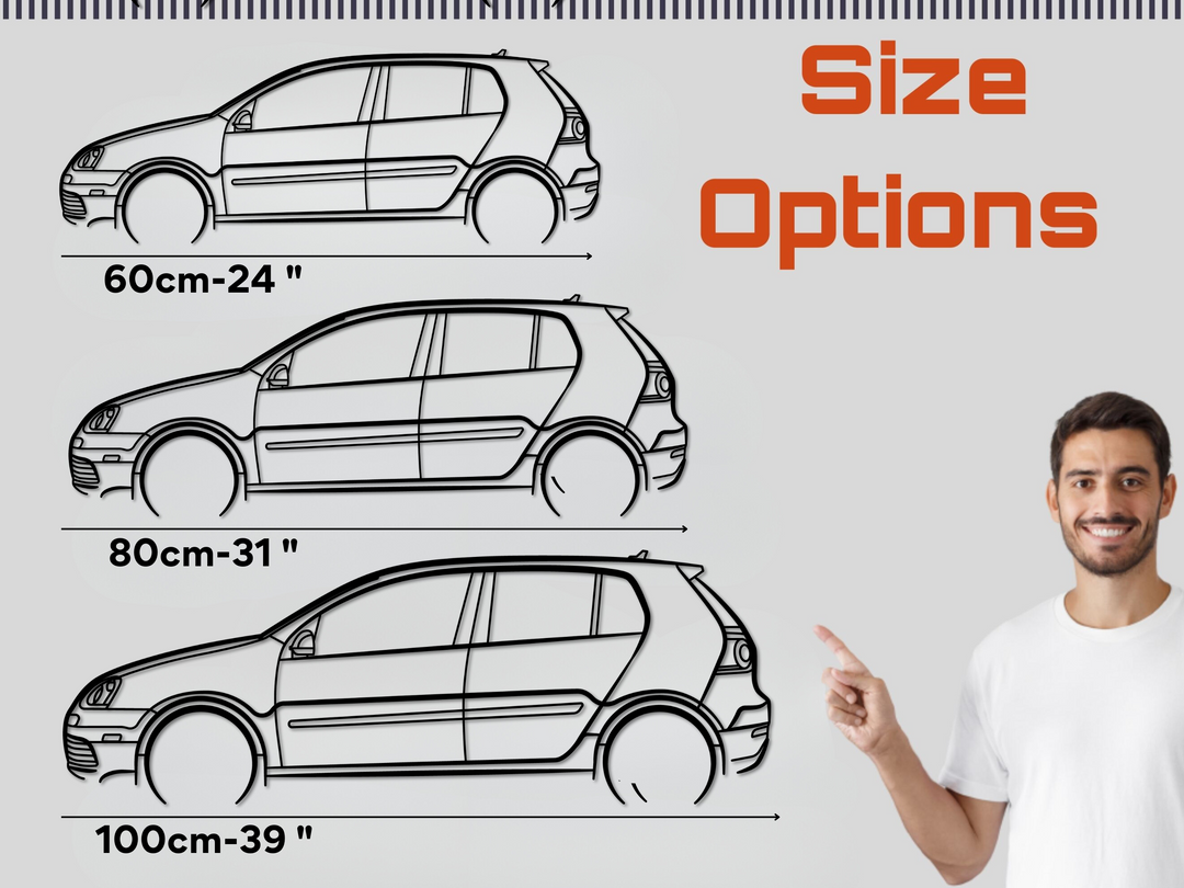 Golf MK5 R32 ( 4door ), Detailed Silhouette Metal Wall Art