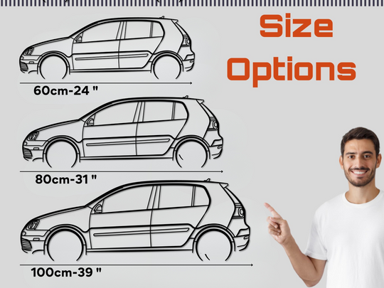 Golf MK5 R32 ( 4door ), Detailed Silhouette Metal Wall Art