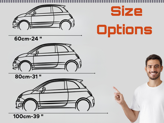 595 Abarth, Detailed Silhouette Metal Wall Art