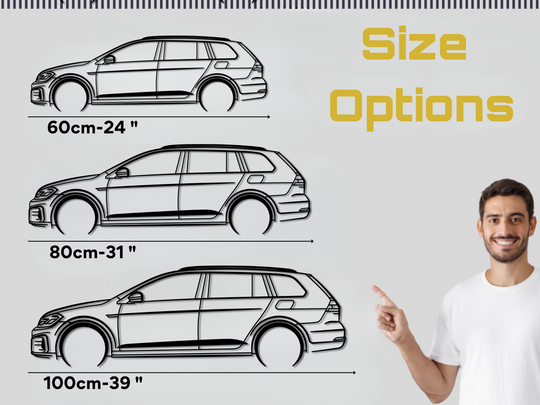 Golf GTD Estate , Detailed Silhouette Metal Wall Art