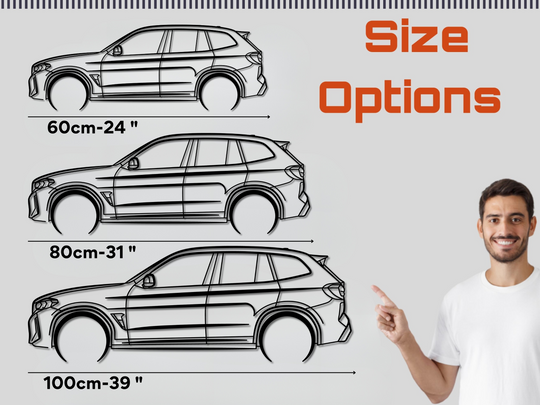 X3 M Competition 2022, Detailed Silhouette Metal Wall Art