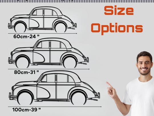 Morris Minor, Detailed Silhouette Metal Wall Art