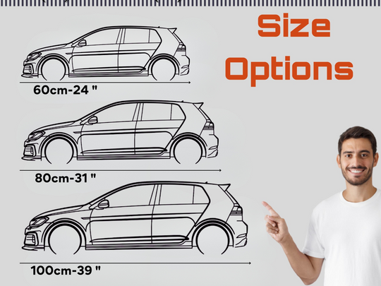 Modified Golf GTI MK7, Detailed Silhouette Metal Wall Art