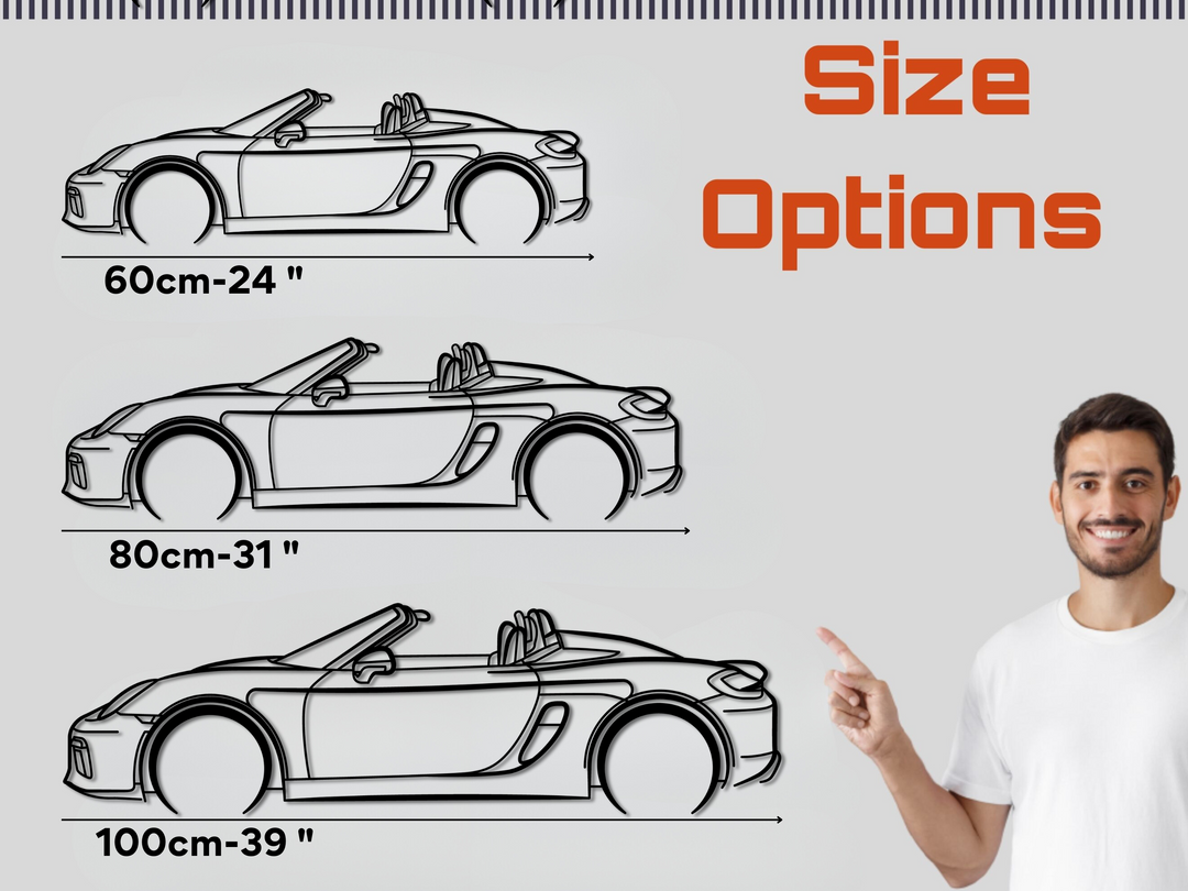 Boxster Spyder, Detailed Silhouette Metal Wall Art