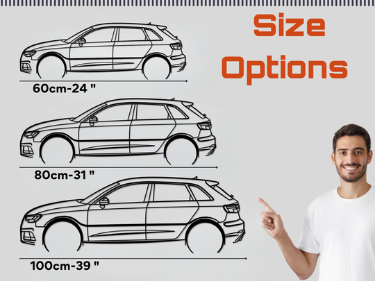 A3 8V Sportback, Detailed Silhouette Metal Wall Art