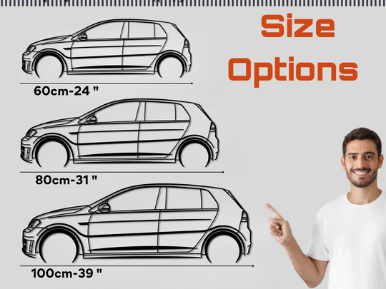 Golf R DSG MK7, Detailed Silhouette Metal Wall Art