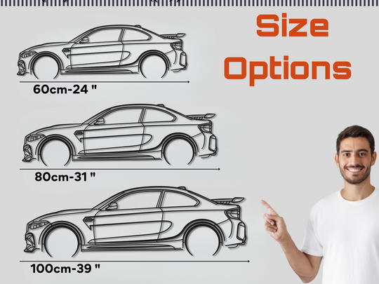 M2 F87 Competition modified, Detailed Silhouette Metal Wall Art