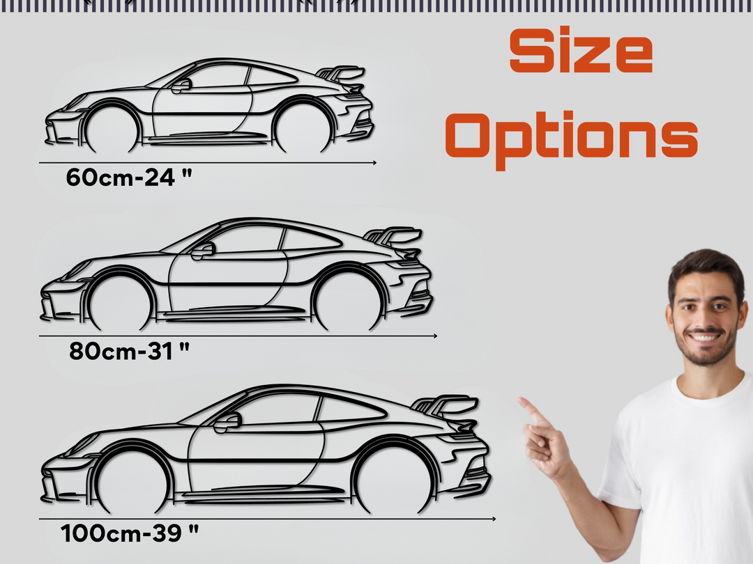 911 GT3 (992), Detailed Silhouette Metal Wall Art