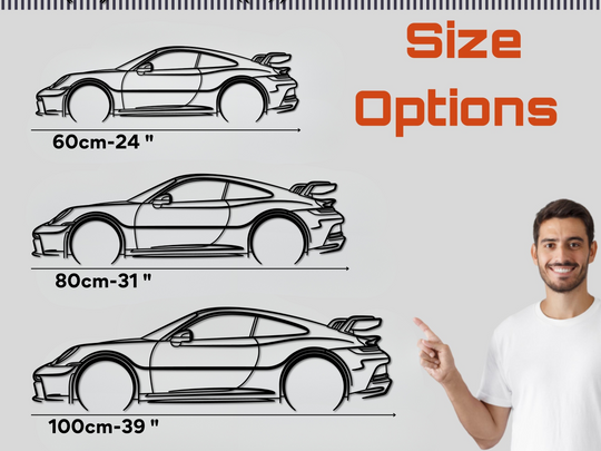911 GT3 (992), Detailed Silhouette Metal Wall Art