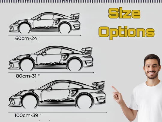 911 GT3 RS (991.2), Detailed Silhouette Metal Wall Art