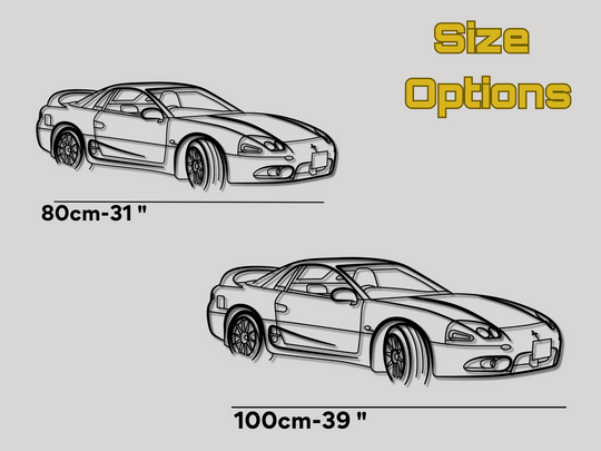 3000 GTO Front Angle, Detailed Silhouette Metal Wall Art
