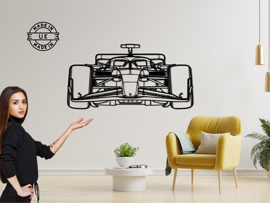 F1 2024 Front design, Detailed Silhouette Metal Wall Art