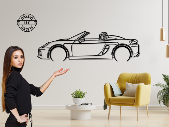 Boxster Spyder, Detailed Silhouette Metal Wall Art