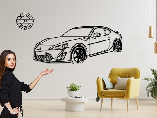 GT86 Front Angle, Detailed angle Silhouette Metal Wall Art
