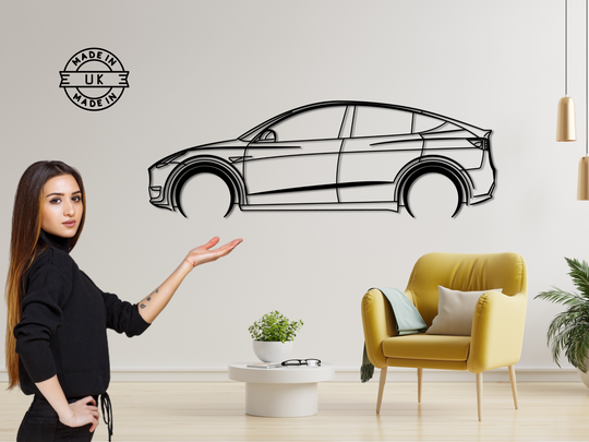 Model Y, Detailed Silhouette Metal Wall Art