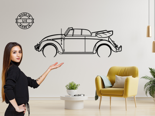 Beetle Cabriolet, Detailed Silhouette Metal Wall Art