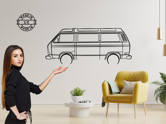 T25 Camper van, Detailed Silhouette Metal Wall Art