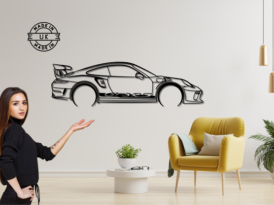 911 GT3 RS (991.2), Detailed Silhouette Metal Wall Art