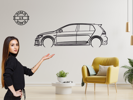 Modified Golf GTI MK7, Detailed Silhouette Metal Wall Art