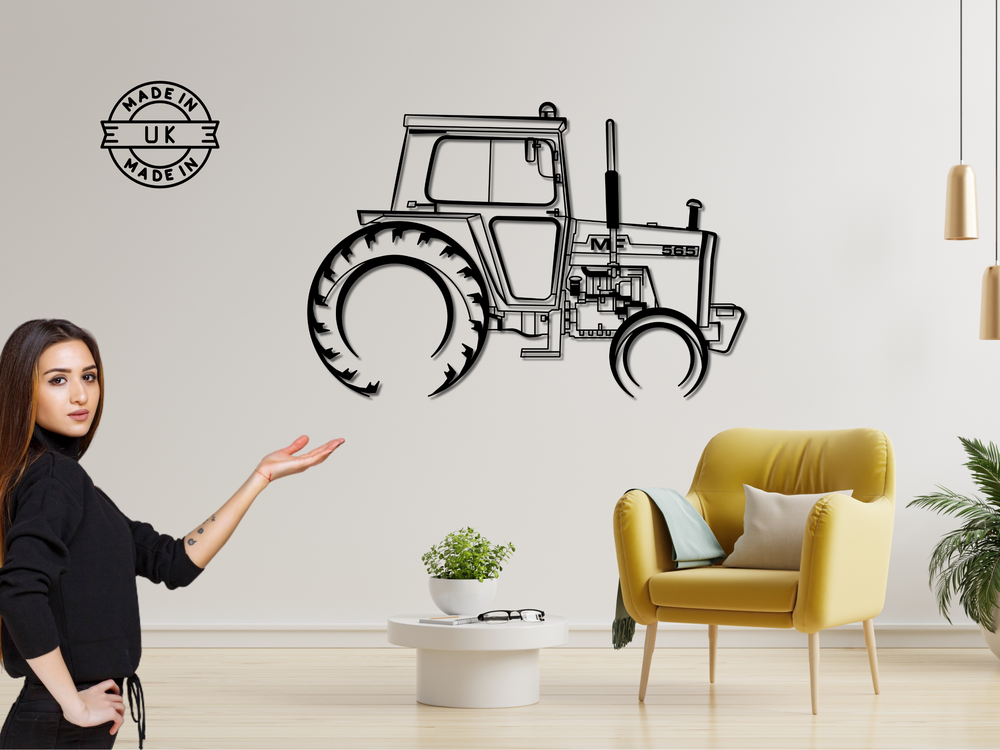 Massey Ferguson 565, Detailed Silhouette Metal Wall Art